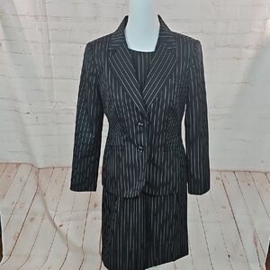 Chadwicks Black Pinstripe Dress & Blazer Classic Business Style